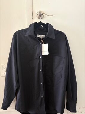 The Frankie Shop Black Button-Front Shirt Jacket